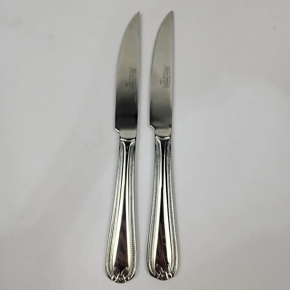 2 Temp-Tations 18/10 by Tara Old World Bead Stainless Steak Knives